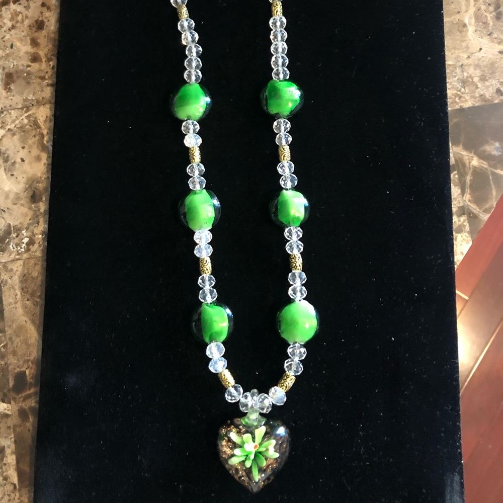 Unique handmade glass blown beaded necklace